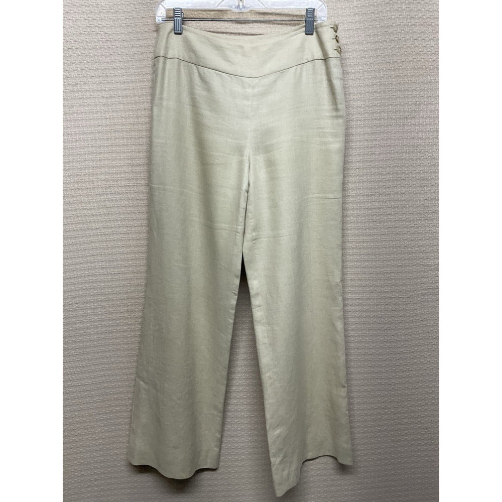 Lauren Ralph Lauren Petite Size 4 Tan Wheat 100% Linen‎ Pant Straight High Rise